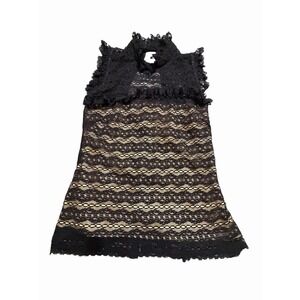 MILLY Top Women's Size 10 Black Lace Sleeveless Ruffle Trim Cut Out Lined EE15-1